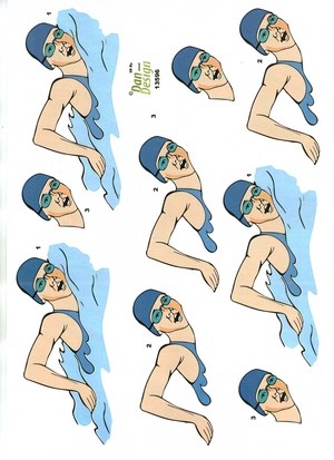 Svømmer, svømning, 3d-ark Dan-Design